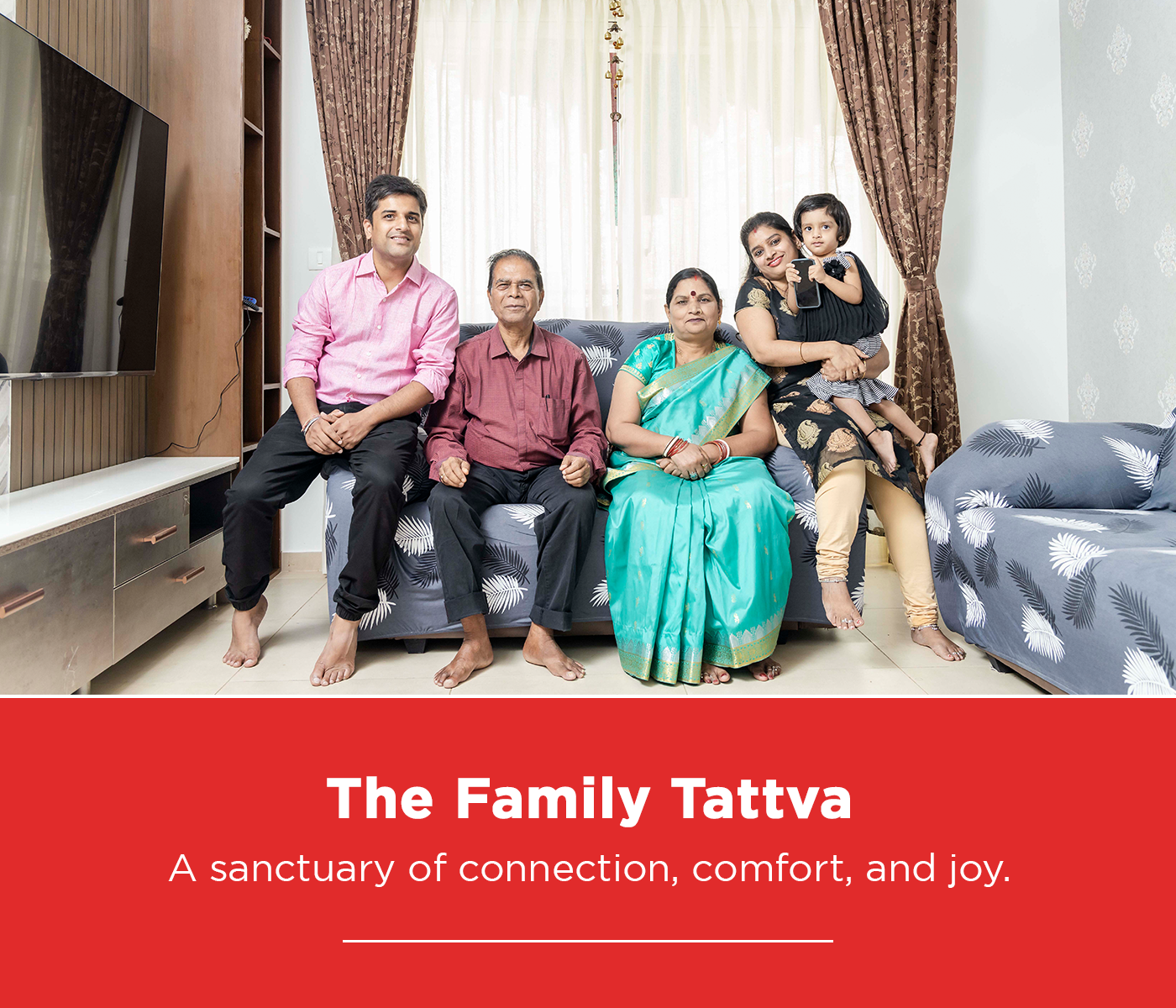 Happy family inside luxury apartments near Manyata Tech Park, enjoying a modern, connected lifestyle.